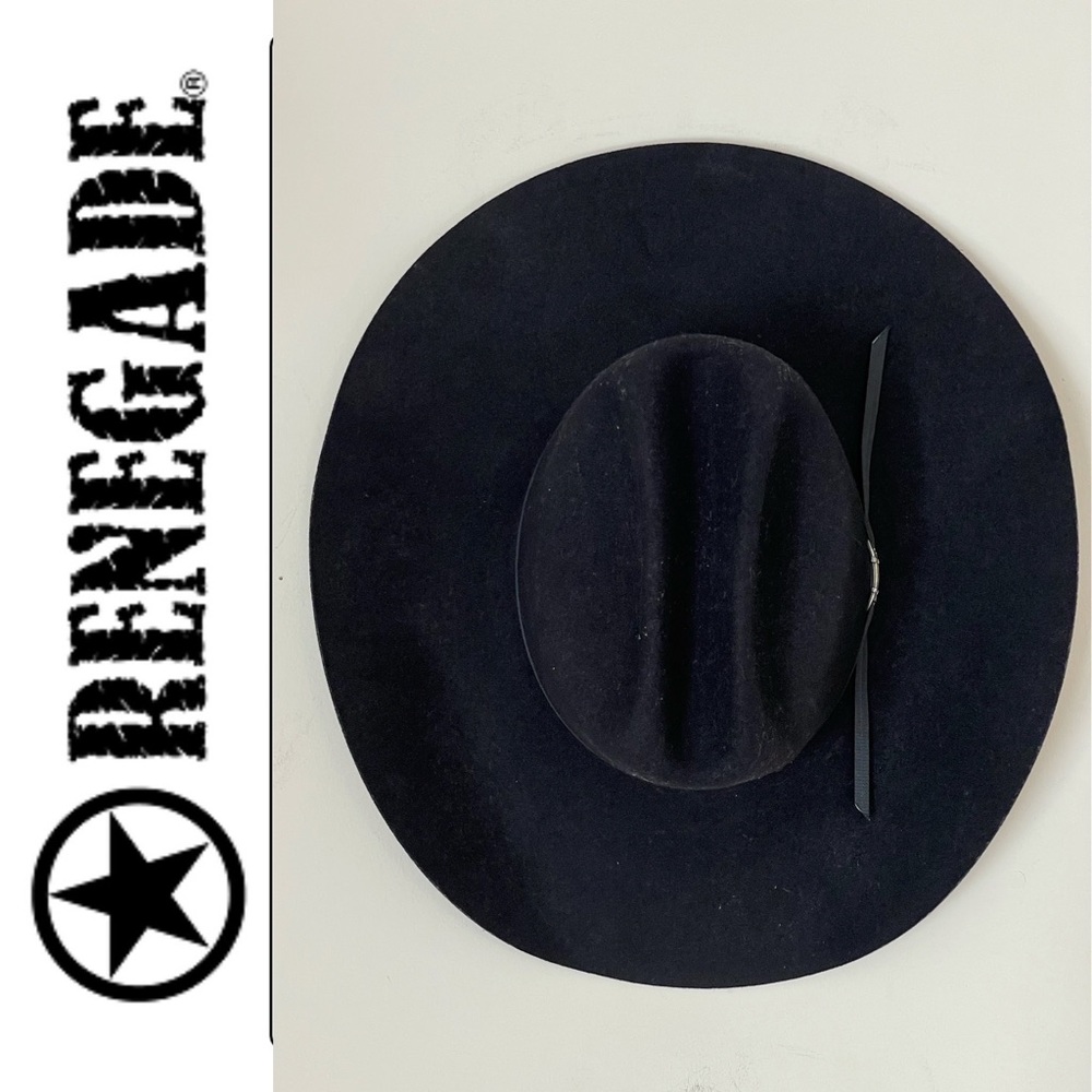 RENEGADE ⭐️ western black felt cowboy cattleman hat, 55cm circumference